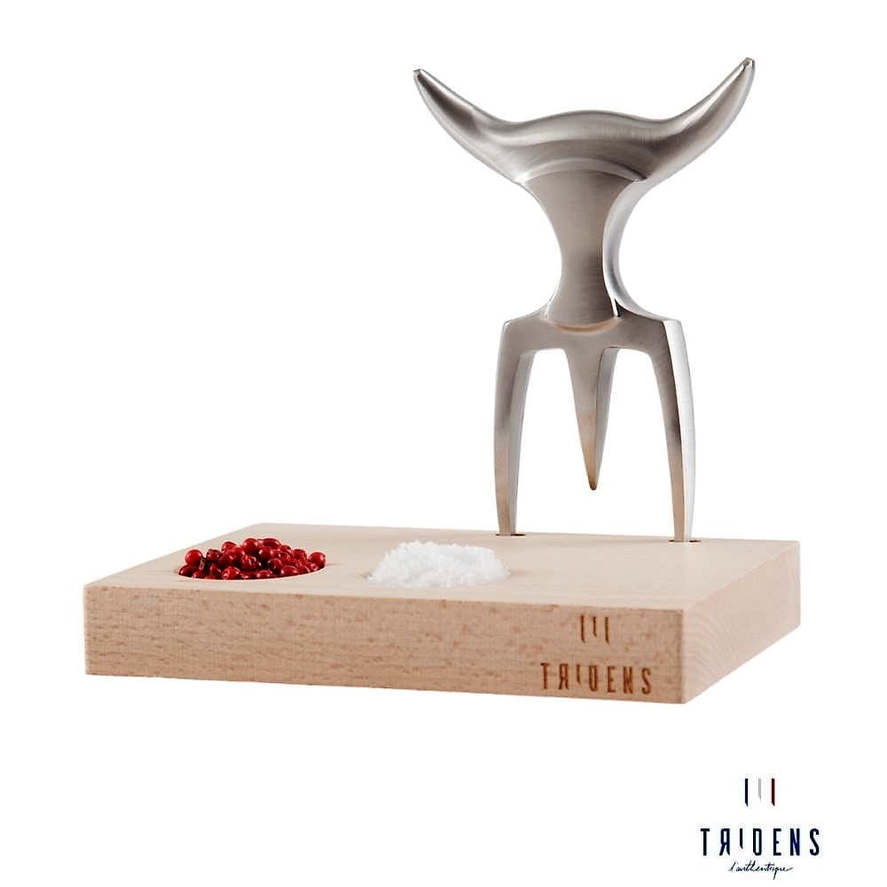 Tridens Raw Brushed Fork in Beechwood Base