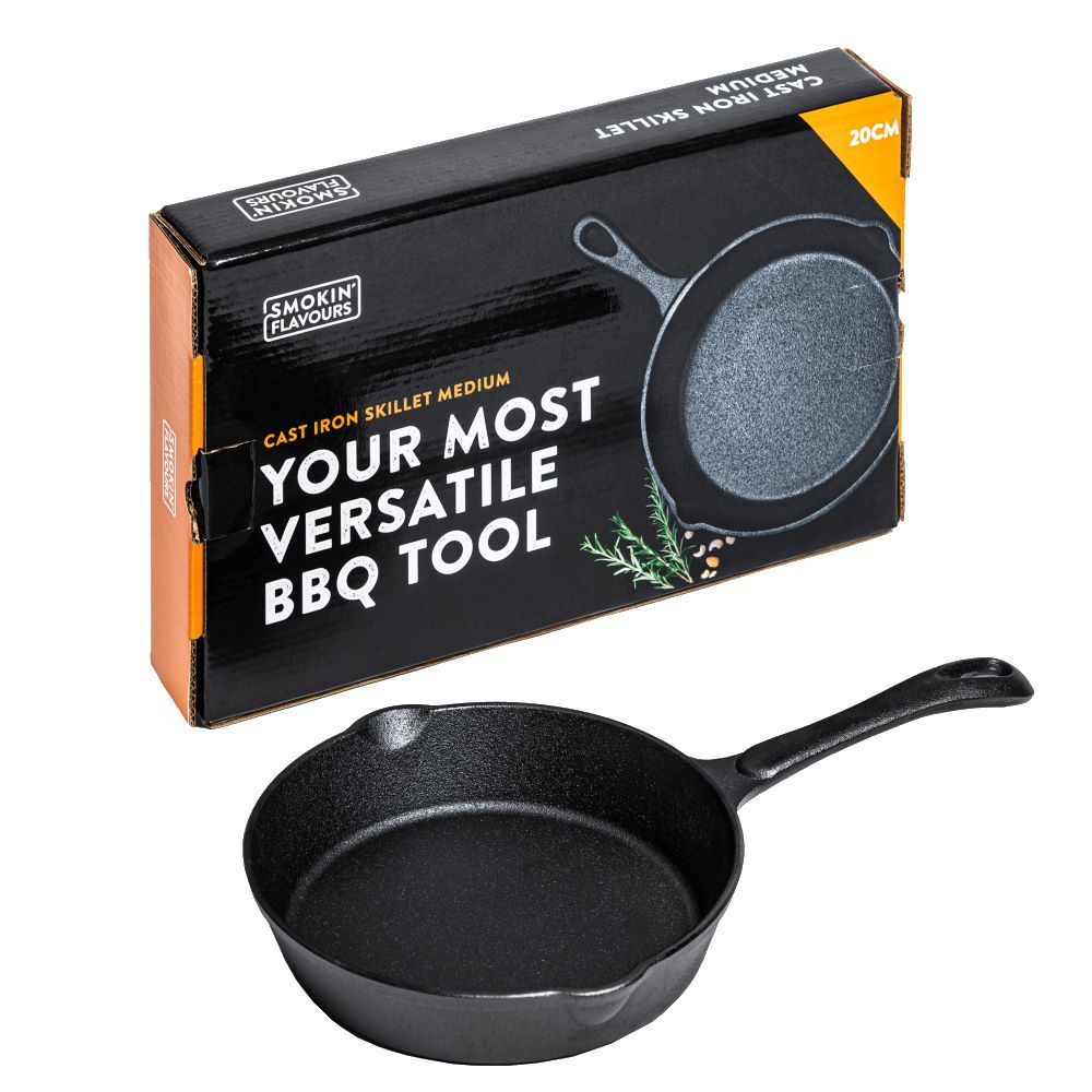 Smokin’ Flavours Gietijzeren Skillet 20 cm met verpakking