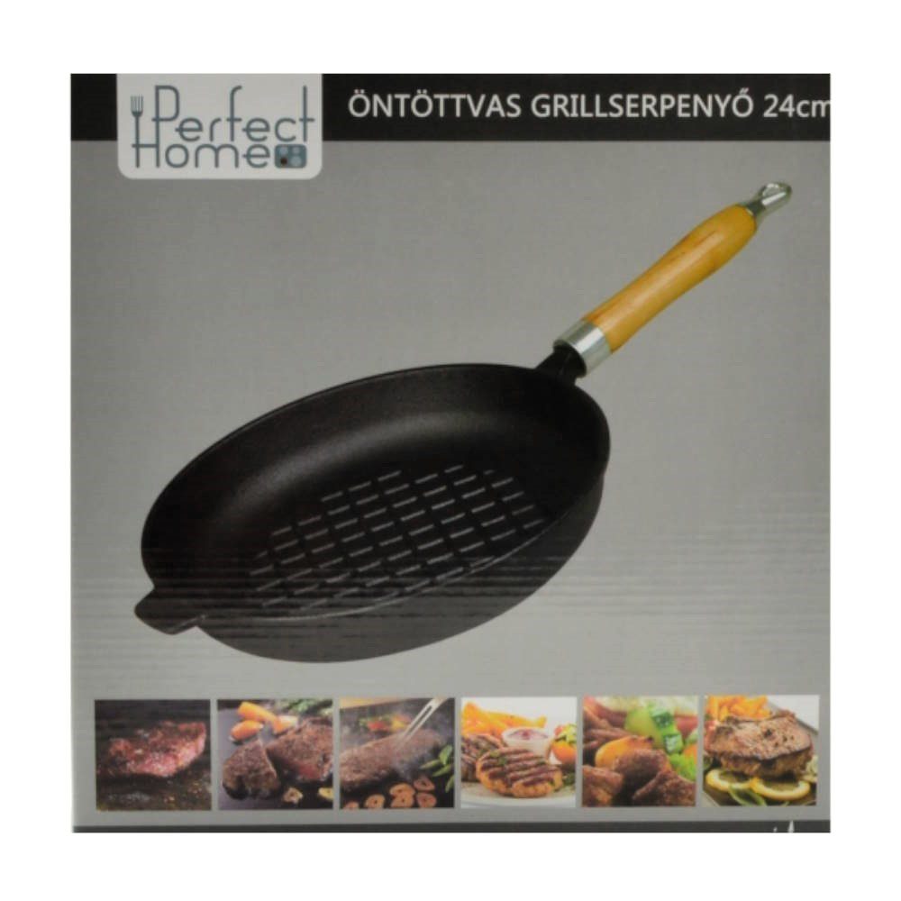 Grillpan houten handvat 24cm_4 Gietijzeren Grillpan met Houten Handvat 24cm
